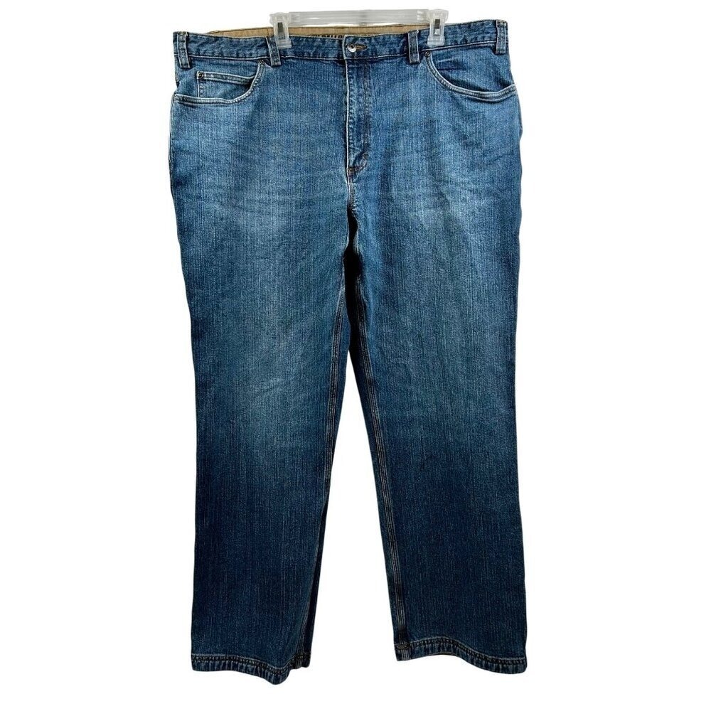 Duluth Trading Flex Ballroom Jeans 44x32 Relaxed Fit Mens Blue Denim‎ Cotton